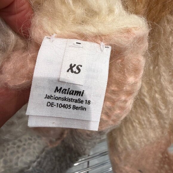 Maiami Mohair Blend Loose Knit Relaxed Fit Pullover in Beige Colorblock size XS - Picture 2 of 5